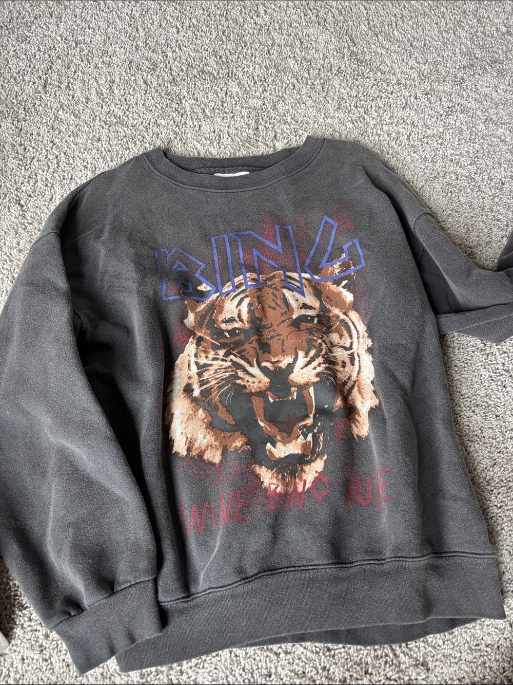 Charcoal Tiger Graphic Crewneck Sweatshirt